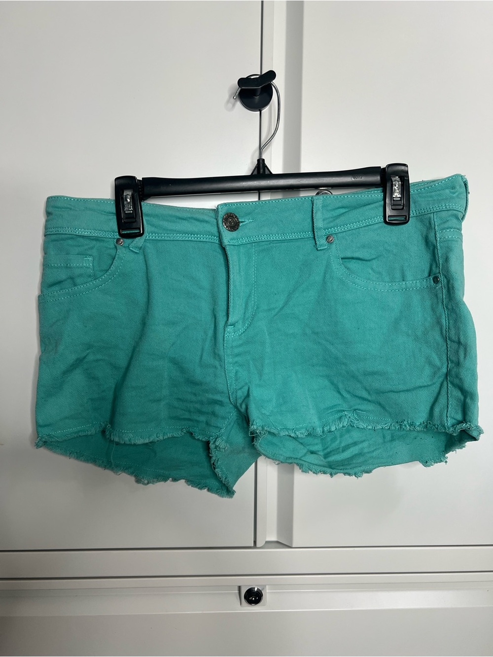 ☀️ Teal Denim Frayed Hem Women's Shorts